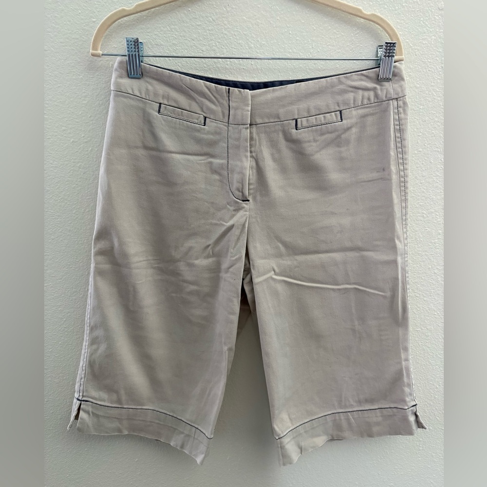 Vintage Larry Levine Women’s Bermuda Flat Front Shorts Beige 6
